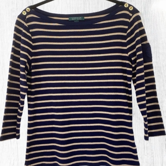 Ralph Lauren Tops - Ralph Lauren Striped Navy and Beige Tunic
